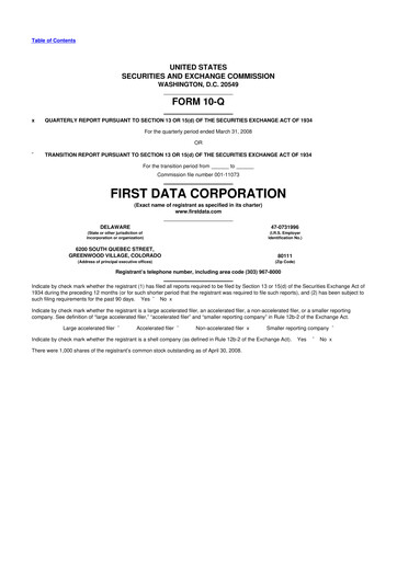 Thumbnail First Data Corporation 10-Q Quarterly Report FY 