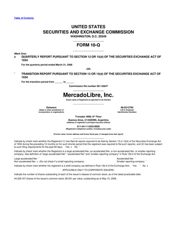 Vorschaubild MercadoLibre 10-Q Quartalsbericht  