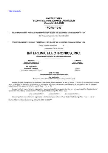Thumbnail Interlink Electronics 10-Q Quarterly Report FY 