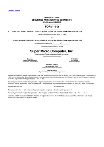 Thumbnail Supermicro 10-Q Quarterly Report FY 