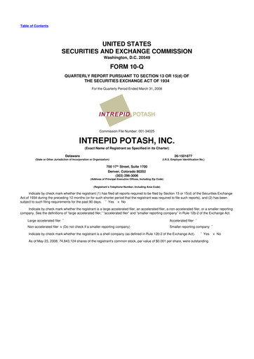 Thumbnail Intrepid Potash
 10-Q Quarterly Report FY 
