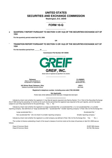 Thumbnail Greif 10-Q Quarterly Report FY 