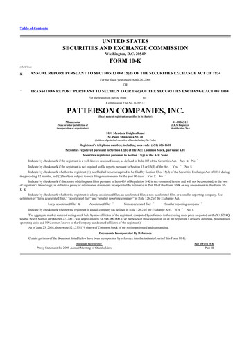 Thumbnail Patterson Companies
 10-K Annual Report 