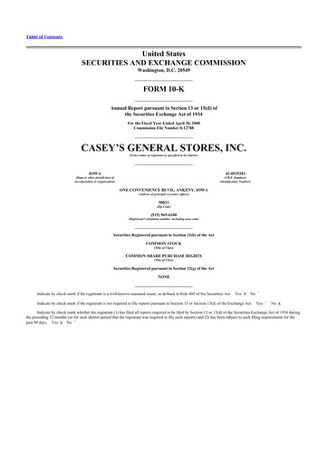 Thumbnail Casey's General Stores
 10-K Annual Report 