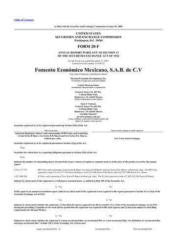 Thumbnail Fomento Económico Mexicano (FEMSA) 20-F Annual Report 
