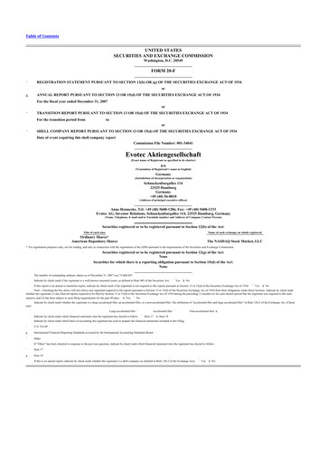 Miniature Evotec 20-F Rapport annuel 