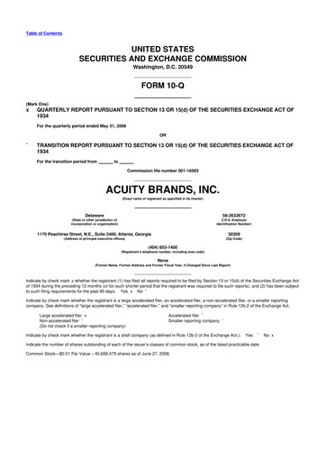 Thumbnail Acuity Brands
 10-Q Quarterly Report FY 