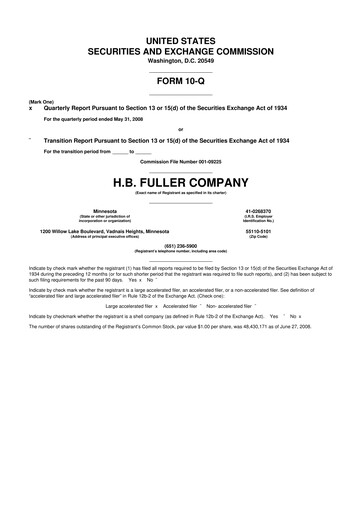 Thumbnail H.B. Fuller
 10-Q Quarterly Report FY 