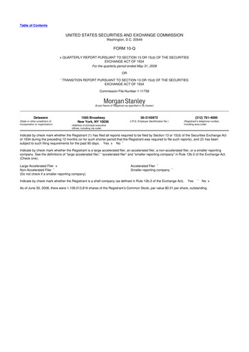 Thumbnail Morgan Stanley 10-Q Quarterly Report FY 