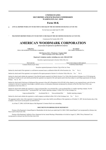 Thumbnail American Woodmark
 10-K Annual Report 