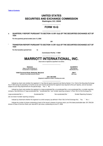 Vorschaubild Marriott International 10-Q Quartalsbericht  