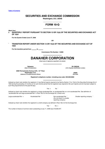 Miniature Danaher 10-Q Rapport trimestriel  