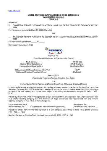 Miniature Pepsico 10-Q Rapport trimestriel  