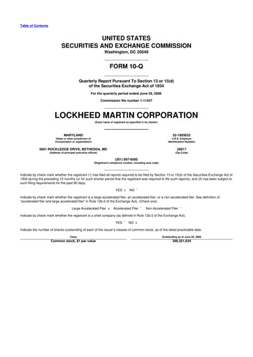 Thumbnail Lockheed Martin 10-Q Quarterly Report FY 