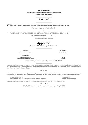 Miniature Apple 10-Q Rapport trimestriel  