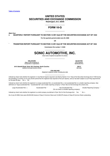 Thumbnail Sonic Automotive
 10-Q Quarterly Report FY 