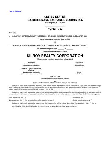Thumbnail Kilroy Realty 10-Q Quarterly Report FY 