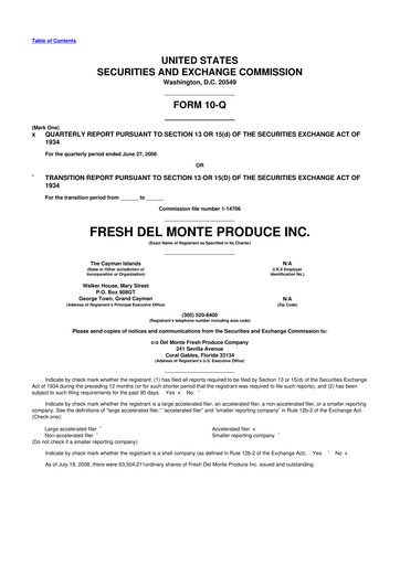 Thumbnail Fresh Del Monte Produce
 10-Q Quarterly Report FY 