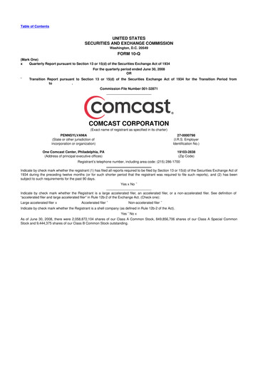 Miniature Comcast 10-Q Rapport trimestriel  