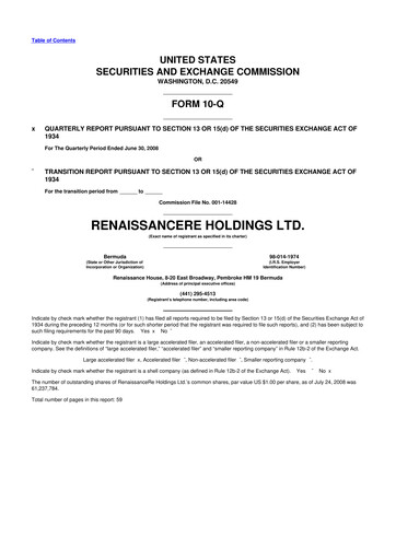 Vorschaubild RenaissanceRe
 10-Q Quartalsbericht  
