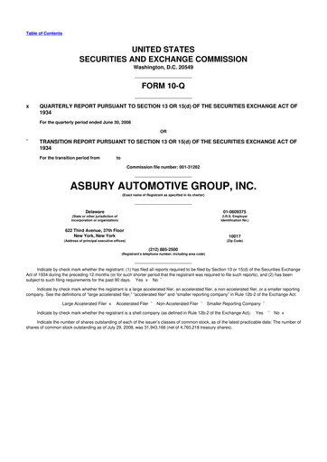 Miniature Asbury Automotive Group 10-Q Rapport trimestriel  