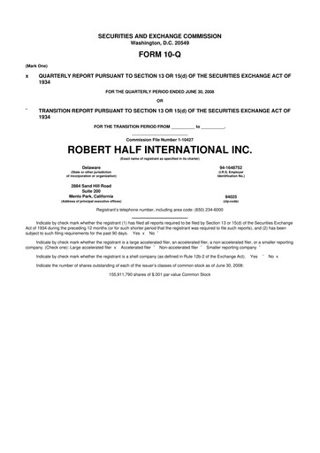 Miniature Robert Half 10-Q Rapport trimestriel  