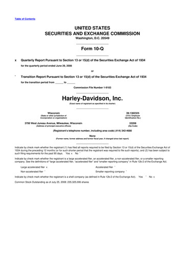 Thumbnail Harley-Davidson
 10-Q Quarterly Report FY 