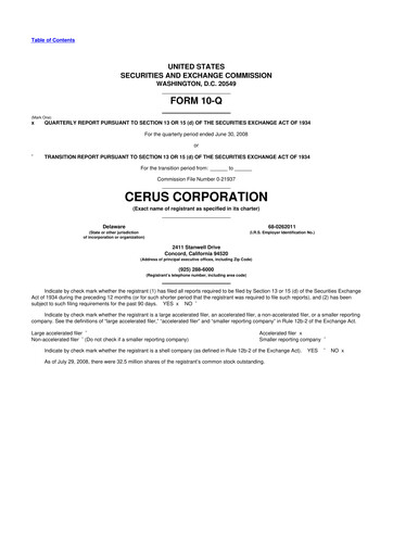 Thumbnail Cerus Corporation 10-Q Quarterly Report FY 