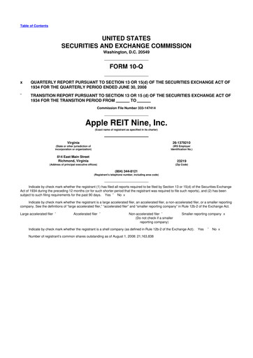 Thumbnail Apple Hospitality REIT
 10-Q Quarterly Report FY 