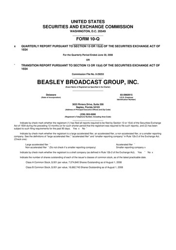 Thumbnail Beasley Broadcast Group
 10-Q Quarterly Report FY 
