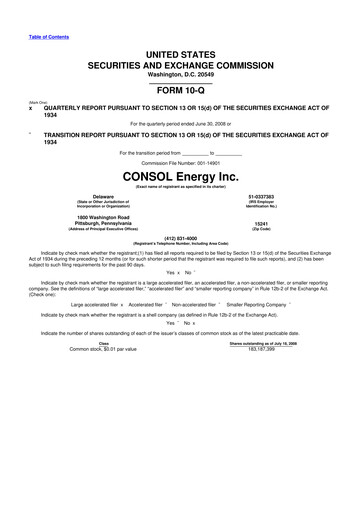 Thumbnail CNX Resources
 10-Q Quarterly Report FY 