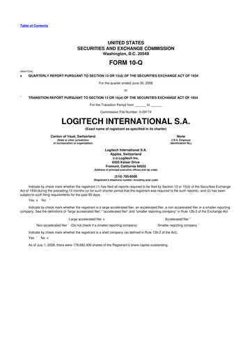 Miniature Logitech 10-Q Rapport trimestriel  