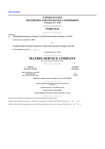 Thumbnail Matrix Service Company 10-K Annual Report 
