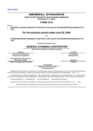 Miniature General Dynamics 10-Q Rapport trimestriel  