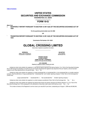Thumbnail Global Crossing 10-Q Quarterly Report FY 