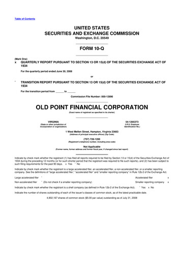 Thumbnail Old Point Financial 10-Q Quarterly Report FY 