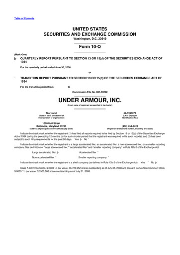 Vorschaubild Under Armour
 10-Q Quartalsbericht  