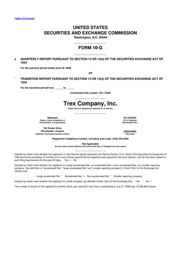 Vorschaubild Trex 10-Q Quartalsbericht  