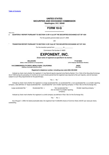 Thumbnail Exponent
 10-Q Quarterly Report FY 