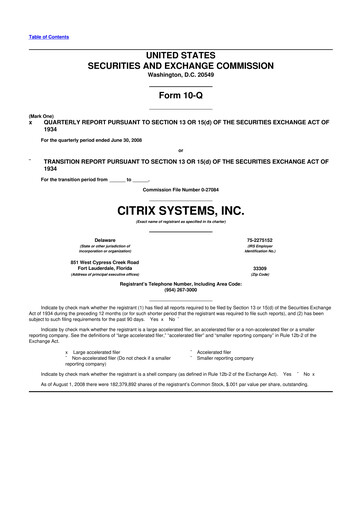 Miniature Citrix Systems 10-Q Rapport trimestriel  