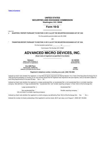 Miniature AMD 10-Q Rapport trimestriel  
