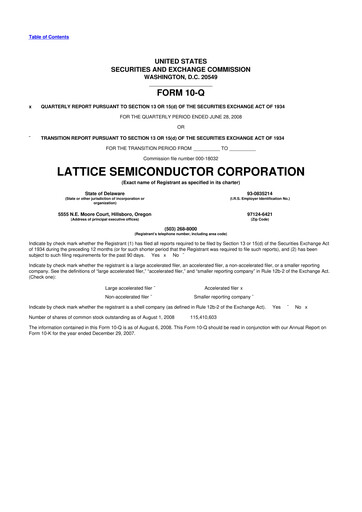 Vorschaubild Lattice Semiconductor 10-Q Quartalsbericht  