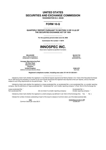 Thumbnail Innospec 10-Q Quarterly Report FY 