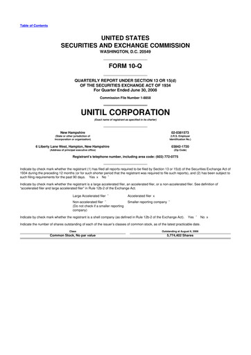 Thumbnail Unitil Corporation
 10-Q Quarterly Report FY 