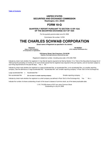 Thumbnail Charles Schwab 10-Q Quarterly Report FY 