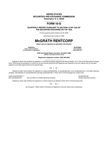 Thumbnail McGrath RentCorp
 10-Q Quarterly Report FY 