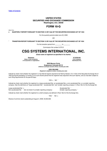 Thumbnail CSG International
 10-Q Quarterly Report FY 