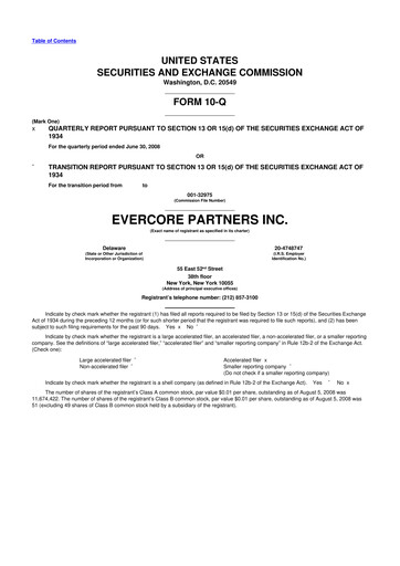 Miniature Evercore 10-Q Rapport trimestriel  