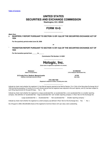 Miniature Hologic 10-Q Rapport trimestriel  