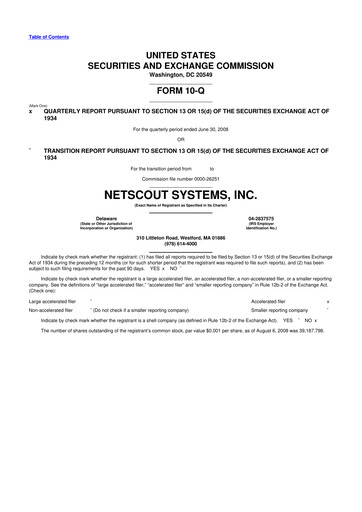 Thumbnail NETSCOUT 10-Q Quarterly Report FY 